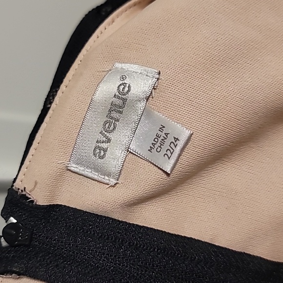 Avenue Midi Dress Women's 22/24 Black Tan Lace Short Sleeve Stretch Comfort - Picture 11 of 12